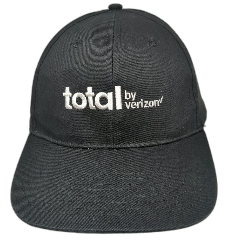 Hit Baseball Cap Black One Size Total by Verizon Logo Strapback Cotton hat